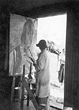 Kte Lassen in ihrem Stenbjerger Atelier, um 1939